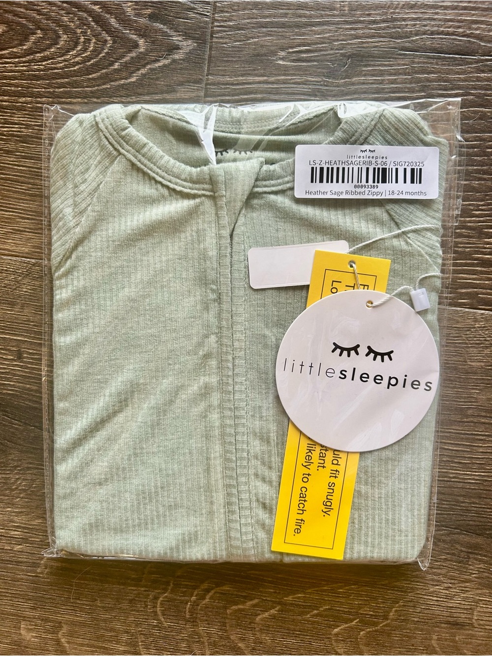 Heather Sage Ribbed Zippy | Little Sleepies | 18-24 Months